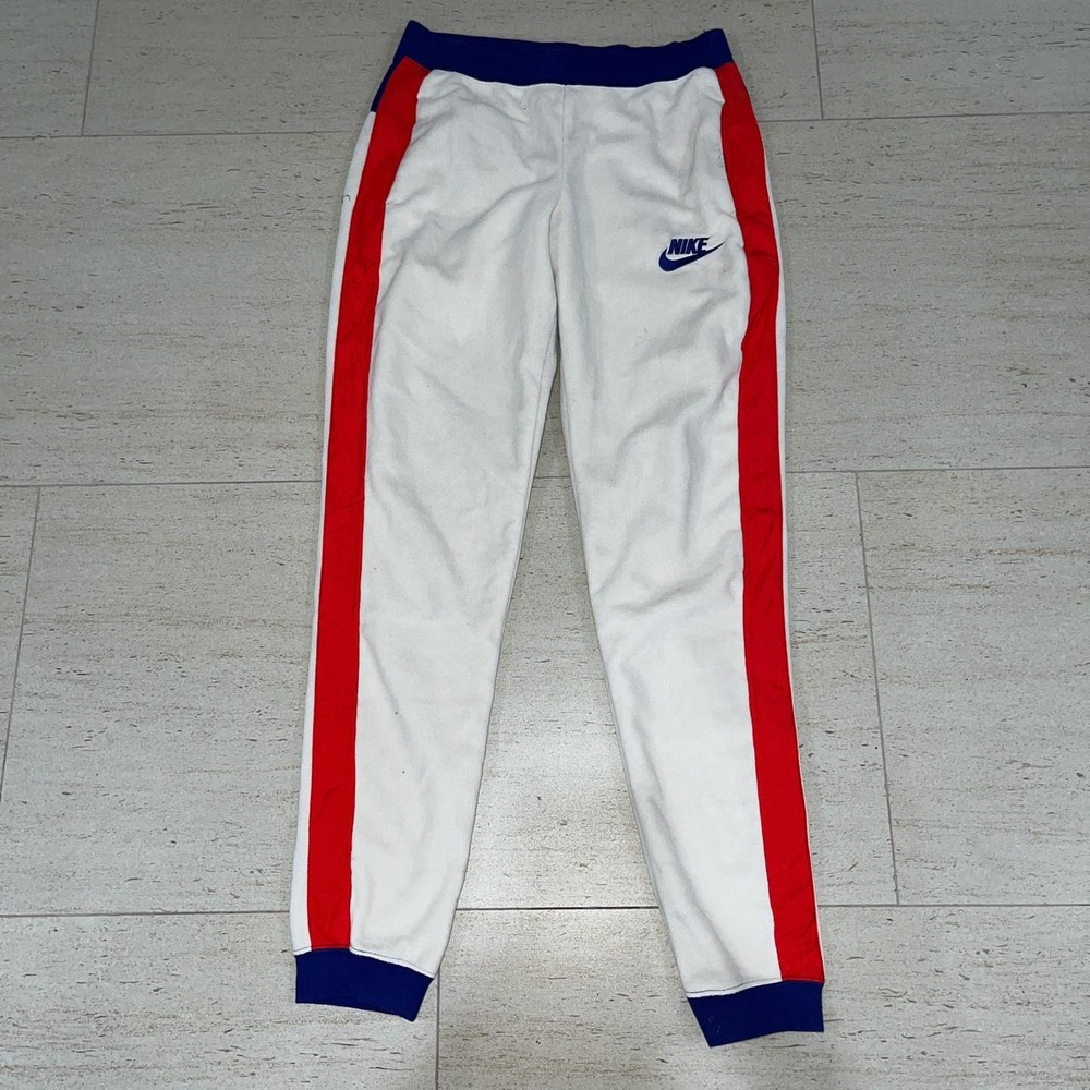 Nike Sportswear Polar Pants White Red Blue Fleece Joggers Streetwear Mens Small